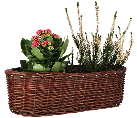 KOTARBAU® ytterkruka av pilar flätor blomkruka oval för blommor växter naturlig korg 50 cm blomlåda rotting flätad korg