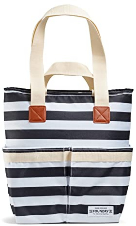 Fit & Fresh Large Insulated Cooler Bag, 1120 cu in, B&W Stripe, Polyester, 11 x 5 x 10 in