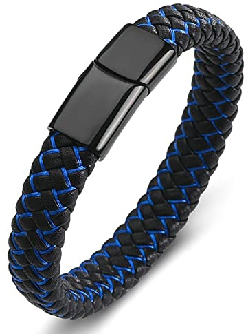 Dsnyu Leder Armreif Herren, Bunt Leder Armbänder Mann mit Magnet Verschluss, Elegant Armband Gothic für Sohn