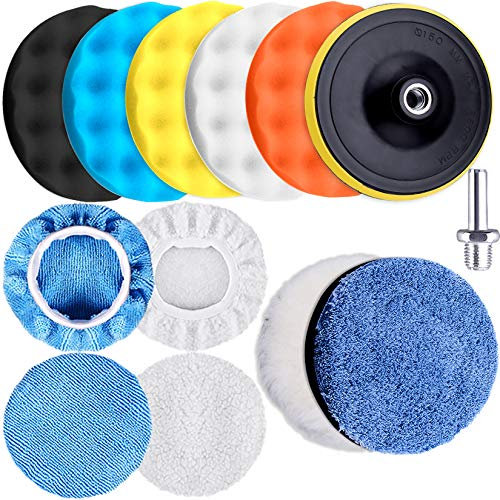 SIQUK 13 Pieces Polishing Pads Kit 75mm Car Polishing Pad Foam Polish Pads Wax Buffer Polisher Attachment for Drill, 3 Inch