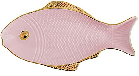 Ceramic 11.8 inch Fish-shaped Salad Plates, Dinner Plates, Pasta Dessert Plates Serving Trays for Appetizer, Sushi, Fruit (Pink)