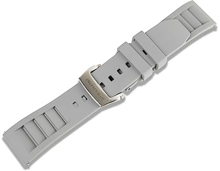 Crafter Blue UX08 Straight End Butterfly-clasp FKM Rubber Strap Replacement Band for All 20mm Width Lug Watches, Grey