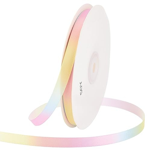 PH PandaHall 50 Iarda Nastro di Raso Arcobaleno Nastro di Raso Colorato, 10mm Nastri Colorati Stoffa Regali per Confezione Regalo Fiocchi Bouquet Decorazione Natale Artigianato Fai da Te