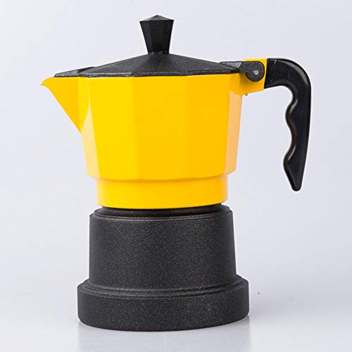 OQHAIR Mocha Pot Moka Pot Cafetera Aparato de café Hacer Espresso Maker Mocha Pot Espresso Stovetop Cafeteras (Color: Marrón Tamaño: 3 Tazas) (Amarillo 3 Tazas)