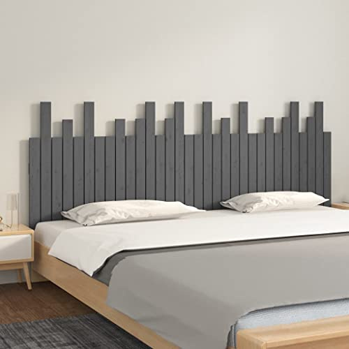 CKioict Betthaupt Wandkissen Bett Bettkopfteil Schlafzimmer Wand-Kopfteil Grau 204x3x80 cm Massivholz KieferGeeignet für Schlafzimmer, Gästezimmer, Schlafsaal