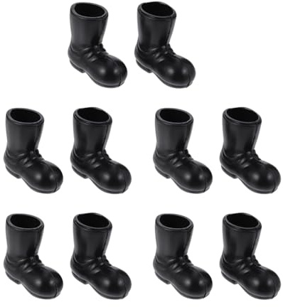 JOINPAYA 5 Pairs Christmas Boots Model: Mini Christmas Shoes Model Simulated Santa Boots Miniature Black Shoes for Party Favors Dollhouse