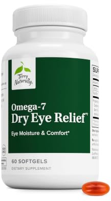 Terry Naturally Soulagement des yeux secs oméga-7 - 60 gélules - Hydratation et confort des yeux - Sans OGM, sans gluten - 60 portions
