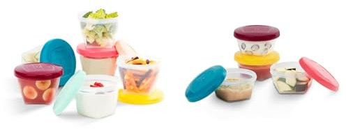 Babymoov Babybols Lot de 6 Pots de Conservation pour Bébé 180ml, Gradués & Babybols Lot de 4 Pots de Conservation pour Bébé 120ml, Gradués, Garantis sans BPA, Hermétiques
