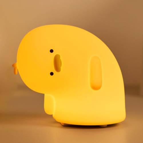VTIGER Luz Nocturna Infantil Pato, Luz Quitamiedos, Lámpara de Bebe Noche, lámpara táctil LED recargable, luces nocturnas de Pato de silicona en 3 modos, Un buen regalo para niños, niñas