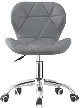 TRIOBLADE Office Desk Chair Adjustable Height Computer Swivel Chairs PU Leather Ergonomic Chair Comfortable Modern Home Chair with Chrome Base and 360° Castors for Home Office (Grey)
