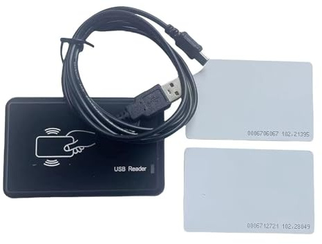 Lector de tarjetas RFID de 125 kHz EM4100 lector de tarjetas de identificación de escritorio, interfaz USB + 2 tarjetas de identificación (8H10D-1)