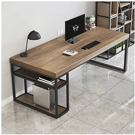GUHPZA Computertisch, Massivholz-Schreibtisch, Naturkiefer, Büro-Computertisch, 5 cm Dicker Schreibtisch, Spieltisch, mit Computer-Hauptrahmen, einfach zu montieren (einfarbig, 160 x 70 x 75 cm)