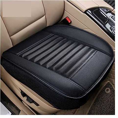 Fundas Asientos Coche Cubierta de asiento universal Alfombra Cubierta de asiento de automóvil de cuero Cubierta de asientos de automóvil interior Cojín Protector de cuatro estaciones Mat。(Color:Negro,