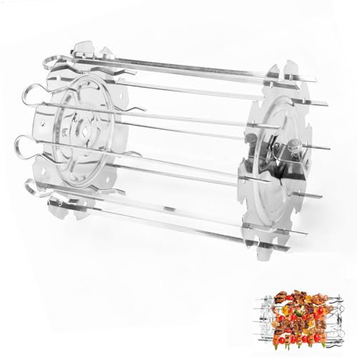 Spiedini rotanti per kebab, in acciaio inox, antiaderenti, con 10 spiedini per carne, per la maggior parte delle friggitrici ad aria, forno e girarrosto, 25 cm