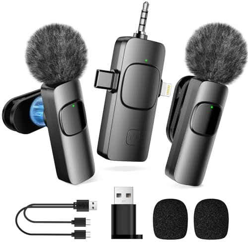 MULBEVD Ansteckmikrofon kabellos für Handy/iPhone/Android/PC/Kamera, Mini-Mikrofon für Videoaufzeichnung, Live-Streaming, YouTube, TikTok, Vlog, Interview – Mikrofon mit Rauschunterdrückung