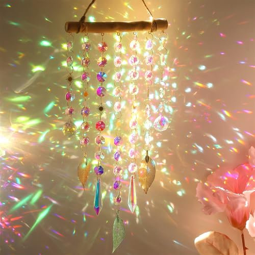 YeahBoom Acchiappasole Cristallo,Crystal Suncatcher,Appendere Vetro Acchiappa Sole,Pendenti Prismi Cristallo,Appeso Arcobaleno Prisma Finestra,Pendenti Suncatcher Decorazione per Casa Giardino Nozze