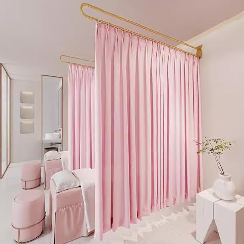 HJDSUDU Beauty Salon Partition Curtain, 1pcs Divider Screen Protection Privacy, with Metal Bracket, Move Track Curtain Kit for Fitting Room Bedroom Hospital SPA Lounge, Wall-Mounted,230cm/91in