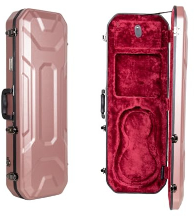 Crossrock 4/4 Violin Koffer | ABS-Hartschale mit Innenfach, 2 Bogenhaltern, Sicherheitsverschluss und abnehmbaren Tragegurten - Roségold (CRA860VFRG)