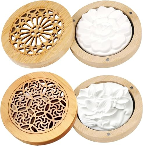 DHDHCPZZ 2 Stück Duftstein für Ätherische Öle, Weißer Duftstein Set mit 2 Aromatherapie-Boxen, Manueller Air Diffuser für Schlafzimmer, Wohnzimmer, Badezimmer und Auto