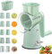 Râpe à Fromage Rotative, Trancheuse à Légumes avec 10 Lames Interchangeables et Poignée et Boîte de Rangement, Râpe de Cuisine Coupe Rapide pour Légumes, Fruits, Noix, Fromage, Chocolat
