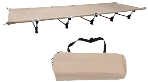 RUETERY 190x 70 x 17cm Ultraleichtes Feldbett, Campingbett, Tragbares Faltbares Klappbett, Aluminium Reisebett mit Tragetasche, Belastbarkeit bis 150kg, für Zelten, Wandern, Outdoor (Khaki)