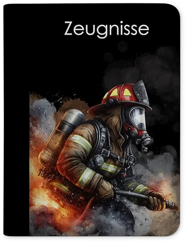 CreaDesign Zeugnismappe A4 – Feuerwehr Junge – für Jungen – Dokumentenmappe mit 10 Klarsichthüllen