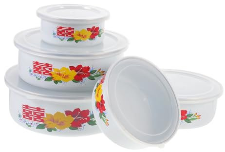 DECHOUS Fresh Bowl Enamel Bowl Sealing Cover for Food Storage for Salad and Fruits Multi-use for Instant Noodles and Home Kitchen