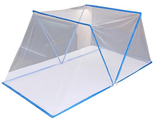 Toldo plegable con mosquitera para camas, cortinas ligeras y portátiles de verano para camas individuales, matrimoniales, queen