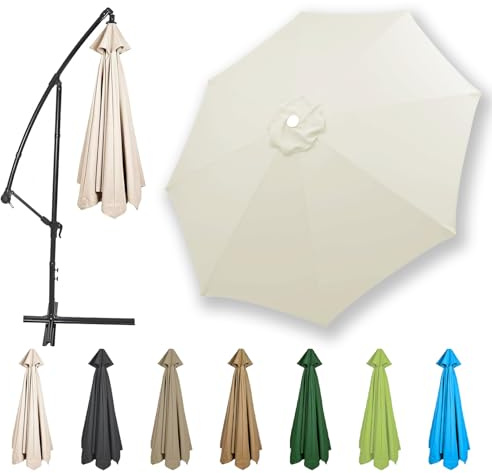 HonunGron 2,7m/3,0m/3,5m/4,0m Sonnenschirm Ersatzbezug 6 Streben/8 Streben, Sonnenschirm Stoff UV Schutz 50 Windfest Strand Terrasse Garten Sonnenschirm Ersatzteile