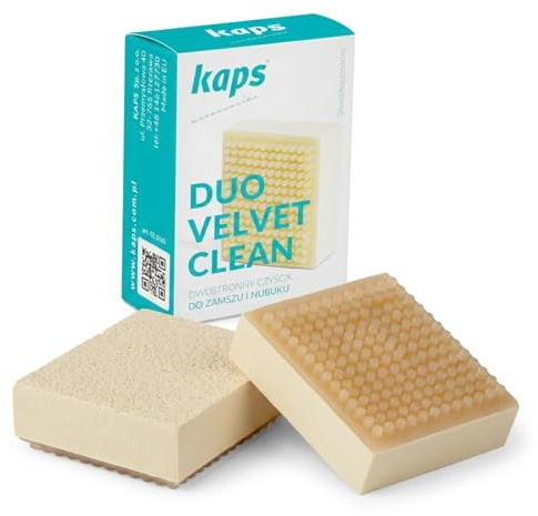 Kaps Duo Velvet Clean – dubbelverkande borste & rengöringsblock för mocka, nubuck och textil – skonsam fläckborttagning, återställer lugg, perfekt för skor, väskor och jackor