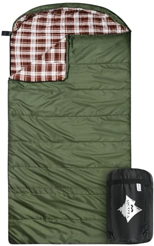 Mcota Baumwolle Flanell Schlafsack für Erwachsene, leicht & tragbar | 100% Baumwolle Futter, XL Größe für große Erwachsene Camping, Wandern, Rucksackreisen, 3-4 Jahreszeiten bei warmem Wetter