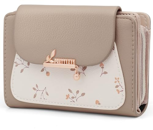 REETEE Geldbörse Klein Damen PU Leder Geldbeutel Klein und im Kurzformat Portemonnaie Damen Viele Fächer, Portmonee mit 10 Kartenfächer und Zipper Münzfach Brieftasche (A-Aprikose)