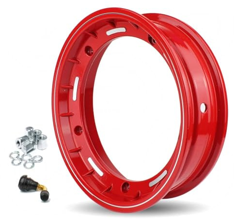 Cerchio in lega Tubeless Compatibile con Vespa 50 Special ET3 PX PK 125-150 - 200 Rally 180 T5 GTR GL TS Sprint 3-00.10/3-50.10 Rosso