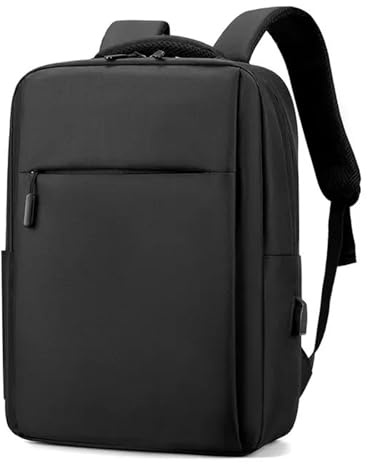 AURIVEE Mochila para Ordenador Portátil 16 Pulgadas, Puerto USB y Correa para Maleta, Unisex Estudiante Viaje, Bolso Diario Profesor Antirrobo en Negro