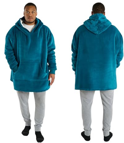 Sienna Hoodie Blanket, Birthday Gifts for Women Super Soft Sherpa Fleece Warm Comfy Cosy Oversized Wearable Blanket Sweatshirt for Adults Women Men Boys Kids Big Pocket, Teal