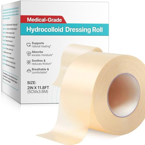 Hydrocolloid-Rolle für Wundversorgung, 5 cm x 3,6 m Hydrocolloid-Verbände, wasserdichte & flexible Wundauflage-Rolle, ultra absorbierend für Schnitte, Blasen, Akne