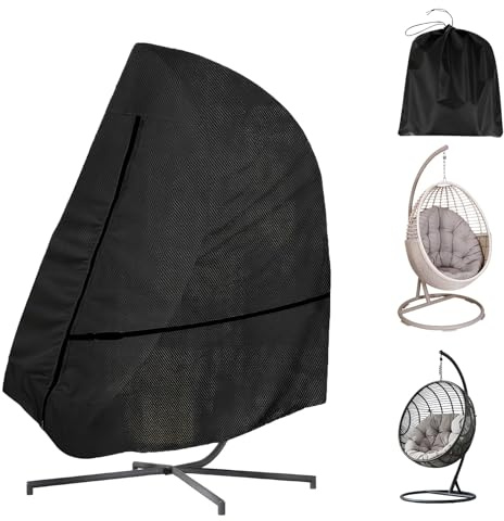 GOOGO Hängesessel Abdeckung Wasserdicht, 190x115cm, 420D Oxford Stoff Garten Schutzhülle Hängesessel mit Reißverschluss, Stabilen Schnallenriemen und Kordelzugverschluss, Winddicht und UV-beständig