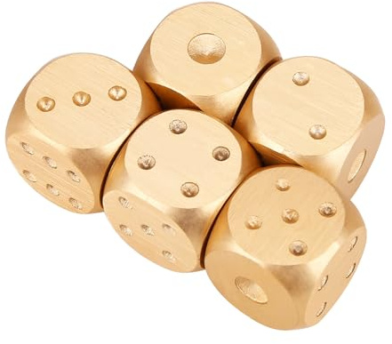Generic Kvalitetsbordsspeltärningssats i Aluminiumlegering med Förvaringslåda, 5 St Eleganta och Hållbara Tärningar, Perfekt för Poker och Brädspel (Rektangel 5,9x5,9 tum)