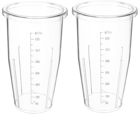 Vasos de Licuadora de Plástico 650ml, 2 Piezas PC con Escala Precisa | Repuesto Transparente, Uso Versátil y Limpieza Fácil, Accesorio Compatible para Batidos, Jugos y Proteínas