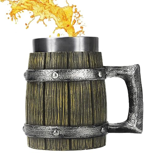 Generico Boccale da birra vichingo - Bere con isolamento migliorato, boccale da, in legno medievale | Tannkard da birra in legno per uomo, botte da uomo antica per decorazione festa, arre