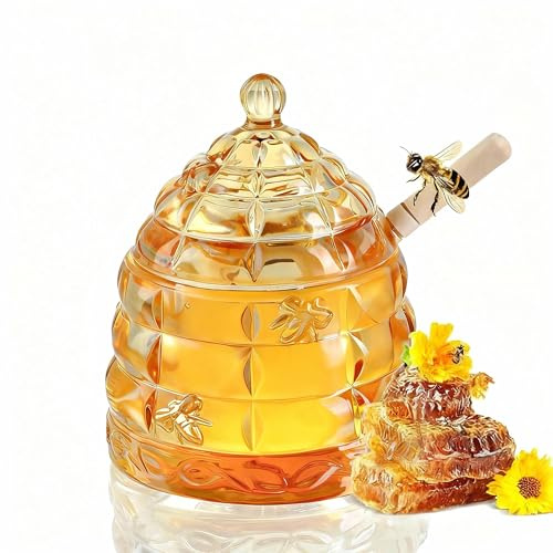 H&D HYALINE & DORA Kanpura Honigglas-Set mit Holz-Löffelchen und Deckel, modernes Sirupglas Gefäß 90ml (Champagnerfarben) für Küche & Zuhause, Aufbewahrungsglas als Geschenk | Honigglas, Holz-Löffel, luftdichter Deckel. Für Honig, Sirup, Marmelade. Frühstückstisch, Büro oder Geschenk.