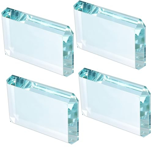 PATIKIL 4 Pcs Clear Crystal Paperweight, 3.94 x 2.76 x 0.47 Inch Clear Paperweight Decorative for Home Decoration Reading Photography Daily Office Gifts (Rectangle)