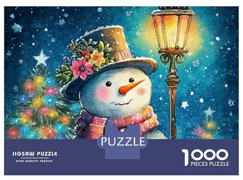 Bonhomme de Neige Puzzle Classique 3 Couches Carton Bonhomme de Neige by Lamp 1000 Pièces, Jeu Difficile, Décompression, Décor Mural & Cadeau Famille Soirée 70x50cm/1000pcs