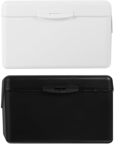 SEWACC Lot de 2 Boîtes à Cartes de Visite en Plastique, Organisateur de Bureau Multifonctionnel Blanc et Noir, Grosse Capacité pour Fiches, Notes et Cartes, Rangement de Bureau