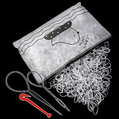 Qufiiry 1000 Pcs Elastic Hair Bands, Hair Elastics, Ponytail Holders, With Band Removal Hook+2 Hair Braid Tools