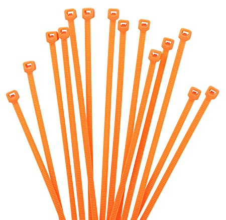 XINGO 1000 PCS Orange Cable Ties, 100mm x 2.5mm, 18lb Strength, Small Tie Wraps Self-Locking Nylon Zip Ties for Indoor and Outdoor Use