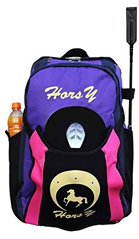 UNISTRENGH Professional Horse Riding Boot Bag Helmet Bag parent-child Equestrian Horse Riding Backpack with Hat Compartment (Purple, For Child)