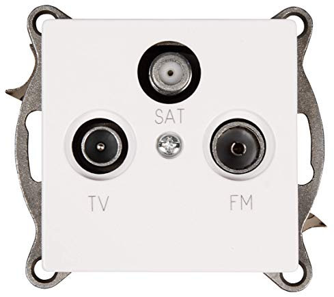 McPower Antennendose | Cup | Für TV, Radio und Sat, Unterputz, weiß poliert, modernes Design