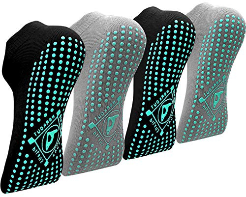 ELUTONG Yoga Socks for Women Non Slip - 4 Pairs Anti Skid Pilates Barre Ballet Fitness Hospital Socks UK 4-7
