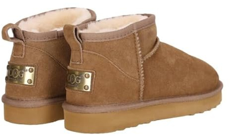 OOG Damen Lederboots mit Teddyfell Echt-Leder warm gefüttert Schnee Boots Winter Boots